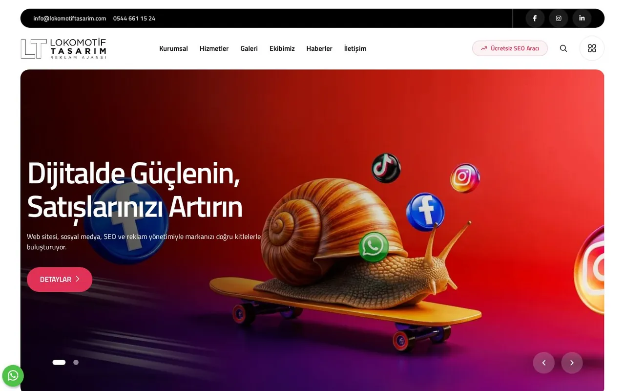 Lokomotif Tasarım Reklam Ajansı web sitesi